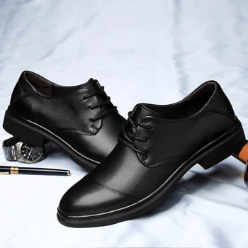 Висококачествен Луксозен Мъжки Обувки от Класическата Телешка Кожа От Естествена Кожа, Модерен Ежедневните Бизнес Обувки-Oxfords за Мъже, на Модела Сватбени Обувки Изображение 1