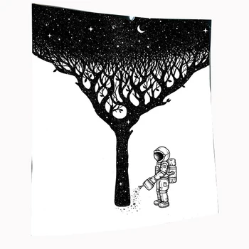 Астронавт Дърво Стенен Гоблен Декор Спални Момиче Космическото Звездното Стенно Подвесное Одеяло Изображение 0