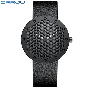 Новите Часовници CRRJU 2022 с индивидуален дизайн във формата на сот, Мъжки Часовници, Модни Мъжки Часовници с Кожена каишка на часовници, Спортни Часовници, Мъжки Часовници Изображение 2