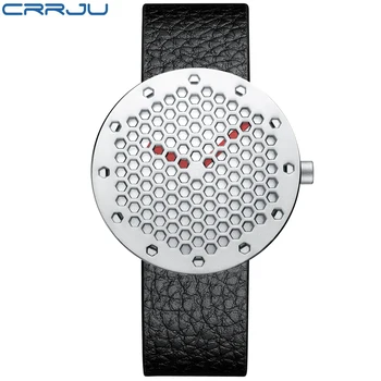 Новите Часовници CRRJU 2022 с индивидуален дизайн във формата на сот, Мъжки Часовници, Модни Мъжки Часовници с Кожена каишка на часовници, Спортни Часовници, Мъжки Часовници Изображение 4