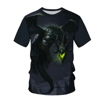 2022 гореща лятна разпродажба, готина мъжка тениска с 3D принтом дракон и кръгло деколте, градинска мода, висококачествена мъжка риза Изображение 2