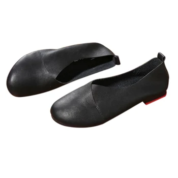 2021 Кожени обувки на плоска подметка; Дамски кожени лоферы ръчно изработени; Гъвкава Пролетно Ежедневни Обувки; Дамски обувки на равна подметка ; Дамски обувки Изображение 2