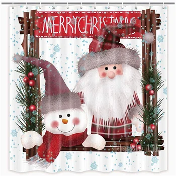 Уважаеми Коледа От Ho Me Pipi Завеса За Душ Честит Снежен Човек Джудже На Дядо Коледа Синя Снежинка На Зимен Празник Декор За Баня