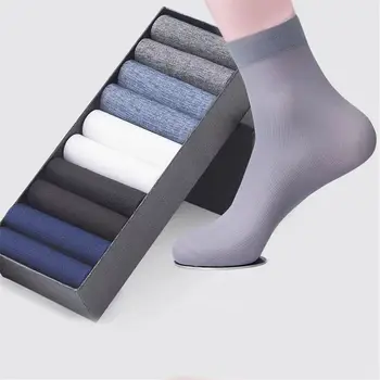 10 Двойки Бизнес Мъжки Копринени Чорапи Дишащи Ежедневни Чорапи, Тънки Найлонови Чорапи Изображение 5