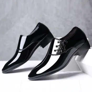 Модела обувки Мъжки Oxfords От Лачена Кожа Мъжки модел обувки Бизнес Обувки Мъжки Oxfords Кожени Zapatos De Hombre De Vestir Официално Изображение 2
