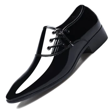 Модела обувки Мъжки Oxfords От Лачена Кожа Мъжки модел обувки Бизнес Обувки Мъжки Oxfords Кожени Zapatos De Hombre De Vestir Официално Изображение 4