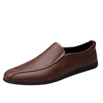 Мъжки нова марка модни и ежедневни обувки от телешка кожа, мъжки Дишащи бизнес мокасини-лоферы, мъжки удобни меки обувки без закопчалка за почивка Изображение 3