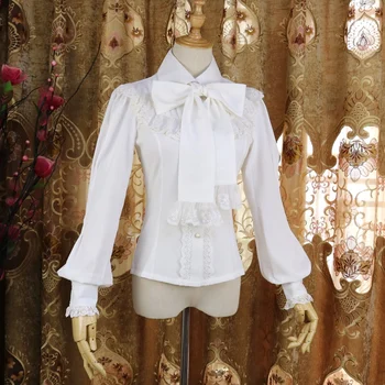 Риза в стил Лолита с дълъг ръкав, шифоновая долната яка на ризата си под формата на дворцовия кукли, топ принцеса в стил лолита