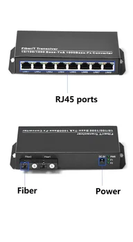 1000 М оптичен Радиостанцията 2 издържливост на пристанището 8 порта, RJ-45 Ethernet един режим оптичен Медиаконвертер Влакна ключ Изображение 3