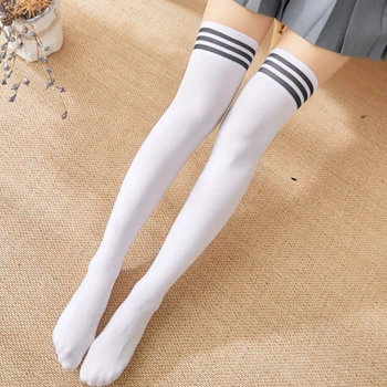 Горещи Tudent Шарени Чорапогащи До Коленете, Бели Чорапи До Хайвер Тънки Средни Еднакво Памучни Чорапи JK Корейски, Японски Чорапи Kawaii Lolita Изображение 0